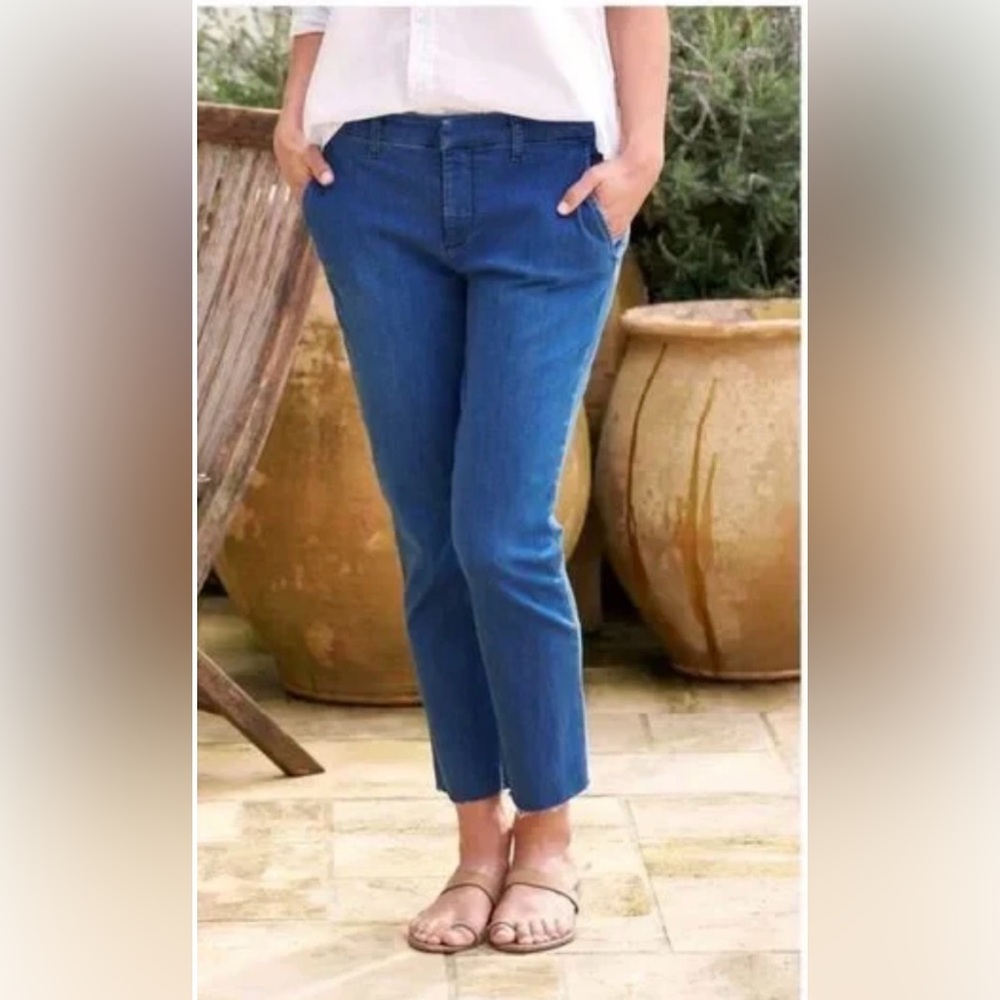 Frank & Eileen “Wicklow” Italian Denim Crop Pants Blue Size 4 NWOT
